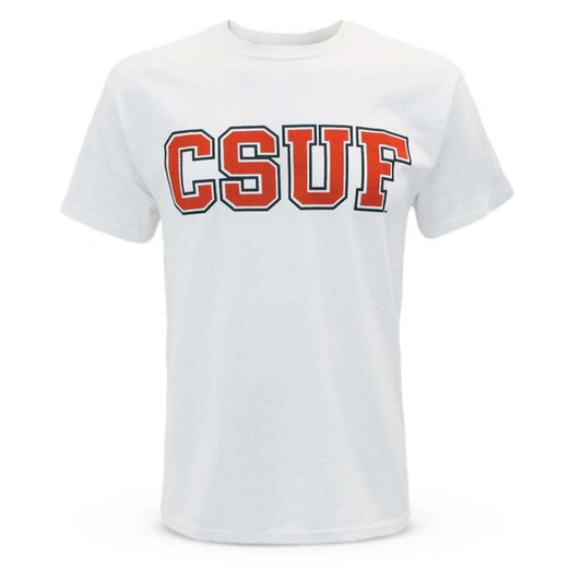 CSUF Block Tee - White Orange